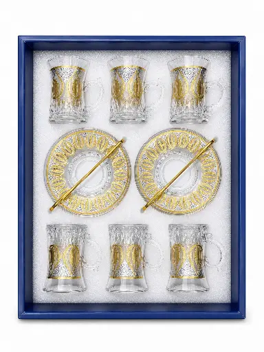 [917686] Gilded Petal Medallion Tea Cup, Set of 6