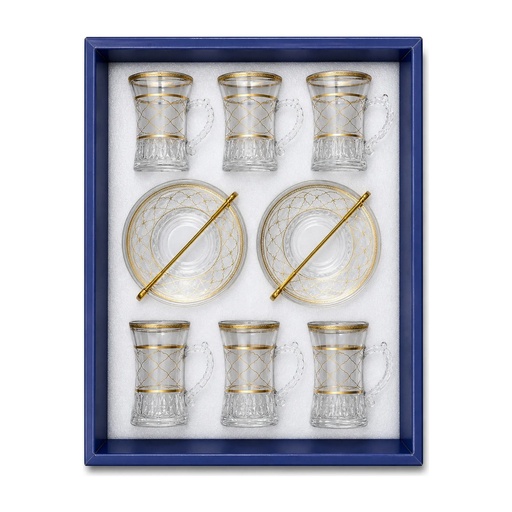 [917693] Gold Filigree Tea Cup, Set of 6