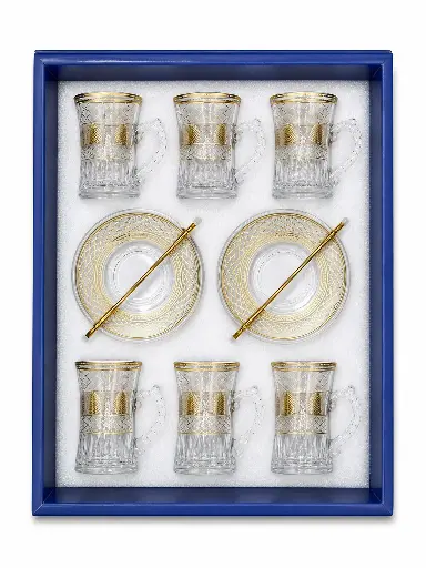 [917716] Amber Gold Leaf Tea Cup, Set of 6