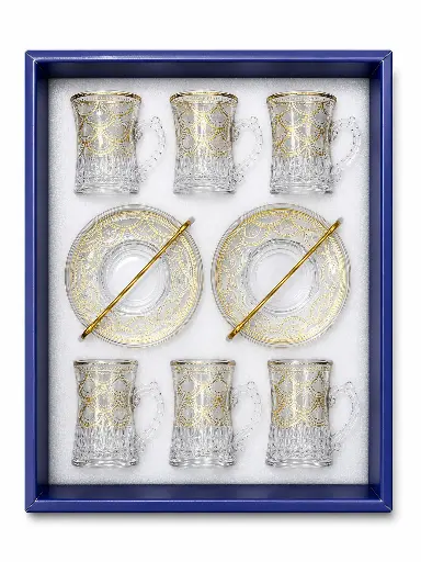 [917723] Gilded Gold Lace Tea Cup, Set of 6