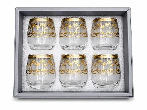 [917785] Gold Lotus Glass Cup, Set of 6
