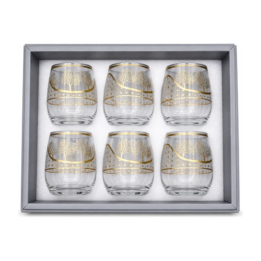 [917808] Golden Tree Glass Cup, Set of 6