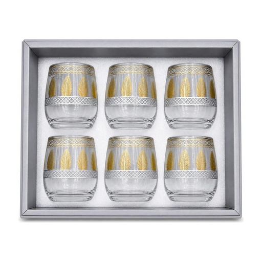 [917815] Gold Leaf Glass Cup, Set of 6