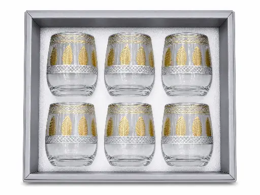 [917815] Gold Leaf Glass Cup, Set of 6