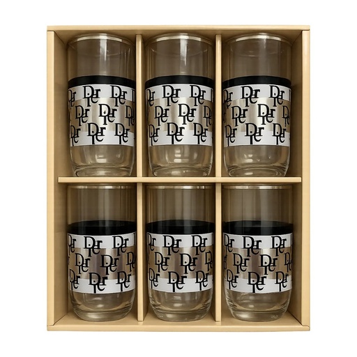 [917860] Black & Silver Monogram Glassware, Set of 6
