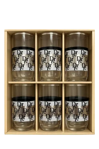 [917860] Black & Silver Monogram Glassware, Set of 6