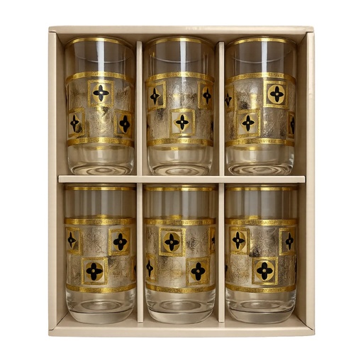 [917907] Golden Emblem Glass Cup, Set of 6
