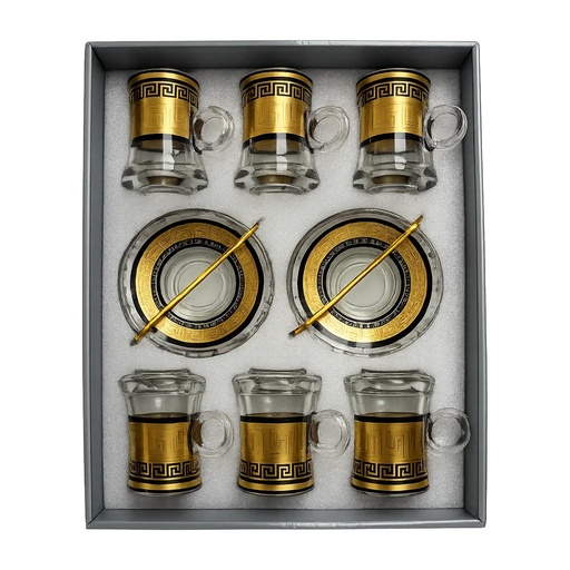 [917983] Gold and Black Greek T-Cup Set, 6-Piece