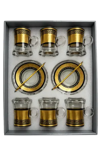 [917983] Gold and Black Greek T-Cup Set, 6-Piece