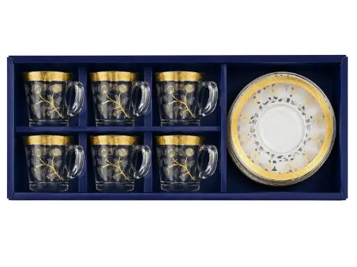 [918539] Gold Dandelion Vine Small Tea Cup, Set of 6