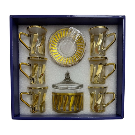 [918607] Golden Wave Tea Cup, Set of 6