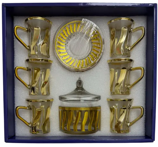 [918607] Golden Wave Tea Cup, Set of 6