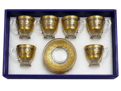 [918645] Small Gold Vine Tea Cup, Set of 6