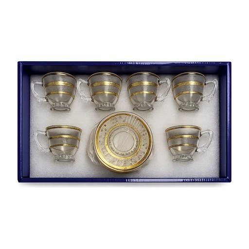 [918652] Small Gold Stripped Tea Cup - Set of 6