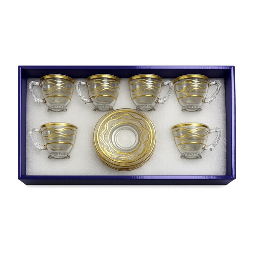 [918676] Small Gold Wave Tea Cup, Set of 6