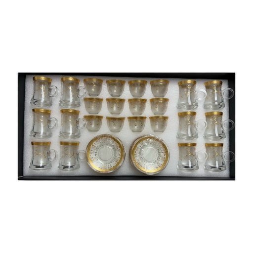 [921348] Grandeur Gold Flower Glassware Collection, Set of 24