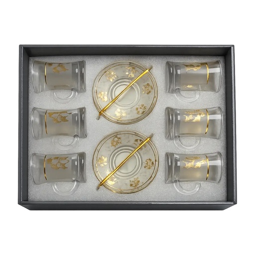 [921423] Gold Flake Frosted Tea Cup, Set of 6