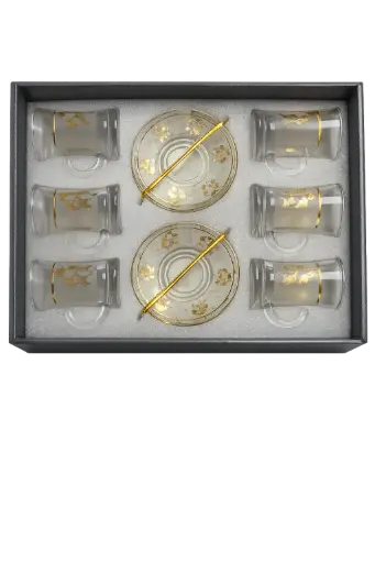 [921423] Gold Flake Frosted Tea Cup, Set of 6