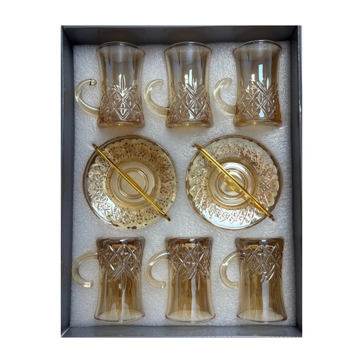 [921478] Amber Crystal Tea Glass Cup, Set of 6