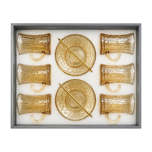 [921508] Amber Speckled Tea Cup Set, Set of 6