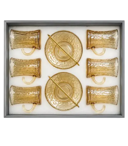 [921508] Amber Speckled Tea Cup Set, Set of 6