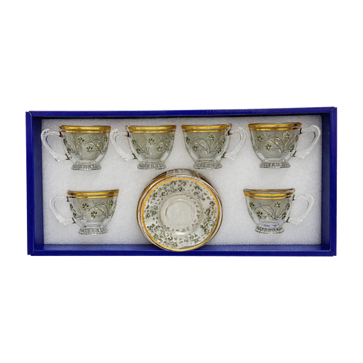 [918683] Gold Rim Dandelion Tea Cup, Set of 6