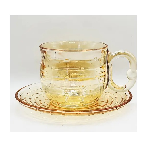 [907878] Tea Cups w/ Saucers Crystal 6+6 Pcs 